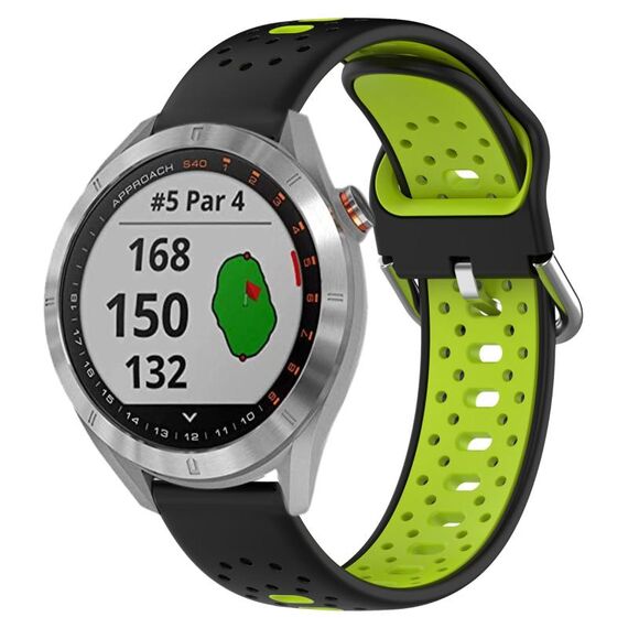 Per Garmin Approach S40 Cinturino in silicone bicolore traspirante da 20 mm (nero + verde lime)