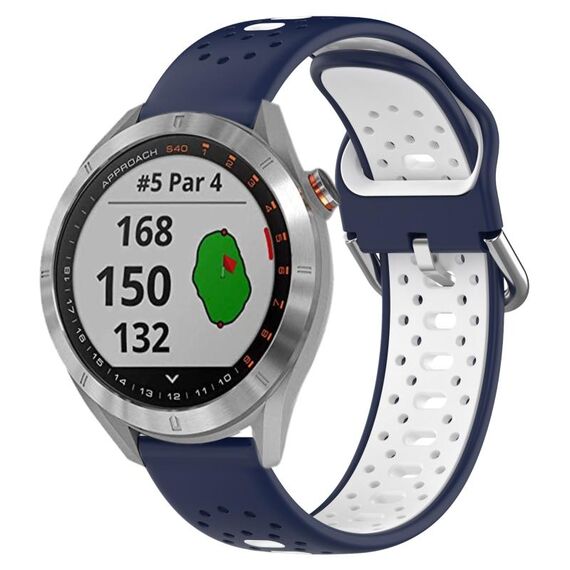 Per Garmin Approach S40 Cinturino in silicone bicolore traspirante da 20 mm (blu notte + bianco)
