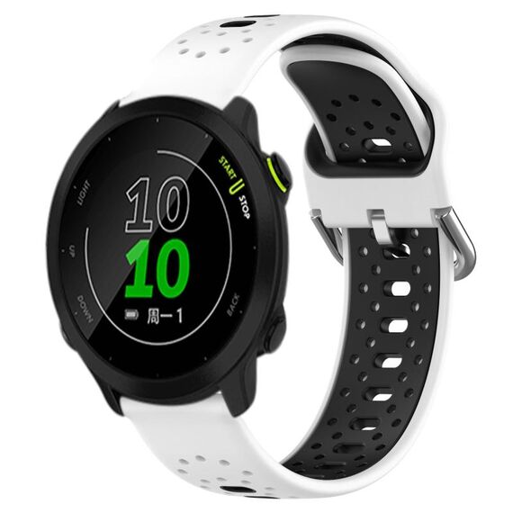 Per Garmin Forerunner 158 Cinturino in silicone bicolore traspirante da 20 mm (bianco + nero)