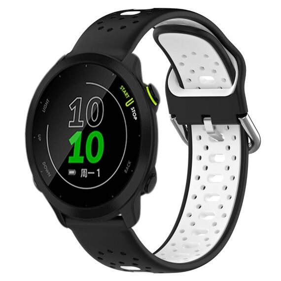 Per Garmin Forerunner 158 Cinturino in silicone bicolore traspirante da 20 mm (nero + bianco)
