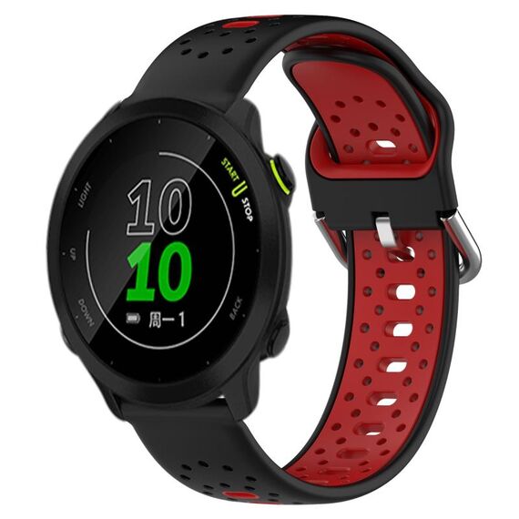 Per Garmin Forerunner 158 Cinturino in silicone bicolore traspirante da 20 mm (nero + rosso)