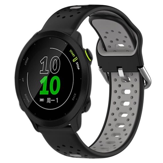 Per Garmin Forerunner 158 Cinturino in silicone bicolore traspirante da 20 mm (nero + grigio)
