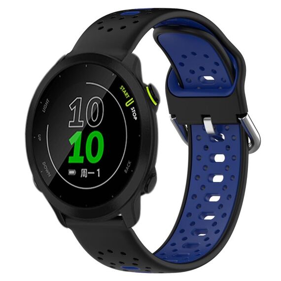 Per Garmin Forerunner 158 Cinturino in silicone bicolore traspirante da 20 mm (nero + blu)