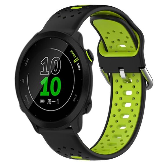 Per Garmin Forerunner 158 Cinturino in silicone bicolore traspirante da 20 mm (nero + verde lime)