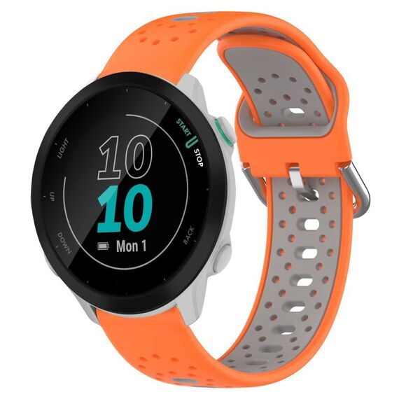 Per Garmin Forerunner 55 Cinturino in silicone bicolore traspirante da 20 mm (arancione + grigio)