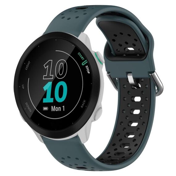 Per Garmin Forerunner 55 Cinturino in silicone bicolore traspirante da 20 mm (verde oliva + nero)