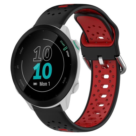 Per Garmin Forerunner 55 Cinturino in silicone bicolore traspirante da 20 mm (nero + rosso)