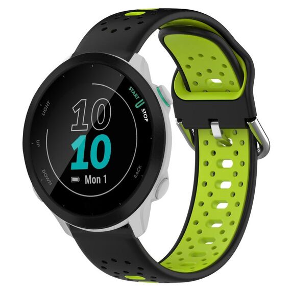 Per Garmin Forerunner 55 Cinturino in silicone bicolore traspirante da 20 mm (nero + verde lime)