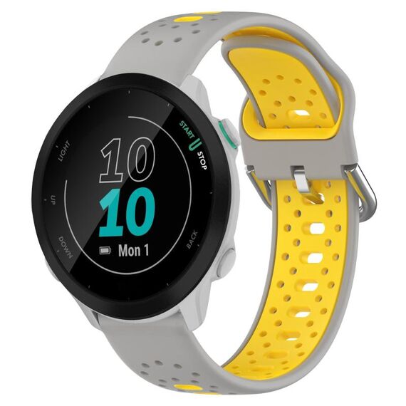 Per Garmin Forerunner 55 Cinturino in silicone bicolore traspirante da 20 mm (grigio + giallo)
