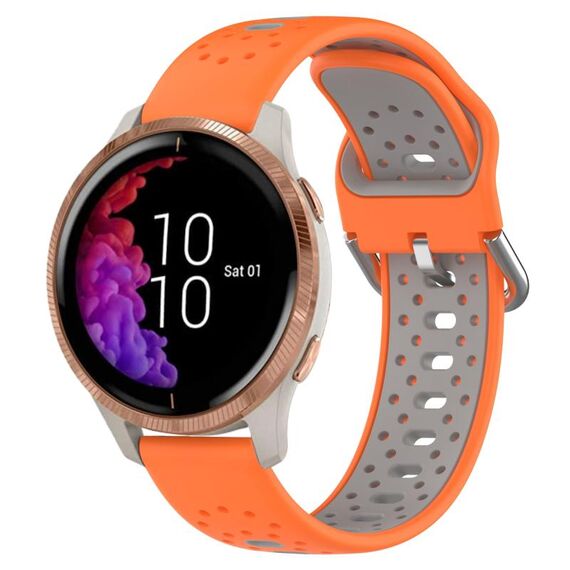 Per Garmin Venu Cinturino in silicone bicolore traspirante da 20 mm (arancione + grigio)