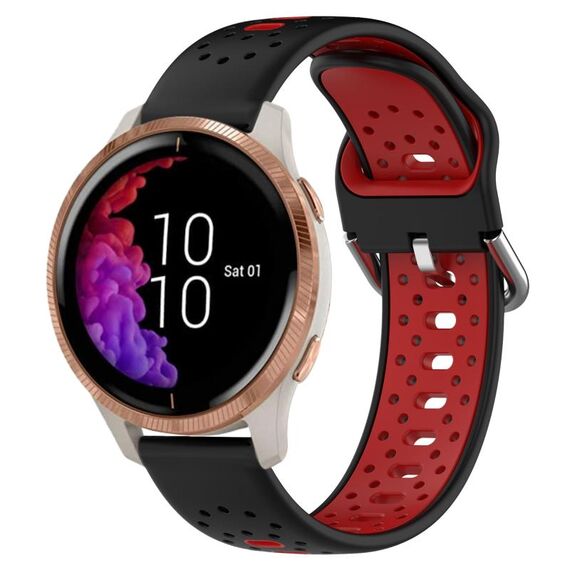 Per Garmin Venu Cinturino in silicone bicolore traspirante da 20 mm (nero + rosso)