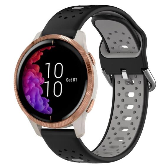 Per Garmin Venu Cinturino in silicone bicolore traspirante da 20 mm (nero + grigio)