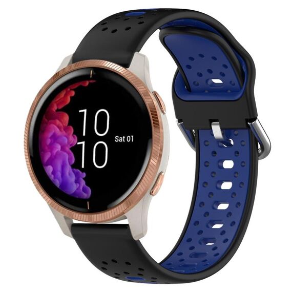 Per Garmin Venu Cinturino in silicone bicolore traspirante da 20 mm (nero + blu)