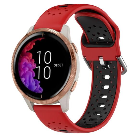 Per Garmin Venu Cinturino in silicone bicolore traspirante da 20 mm (rosso + nero)
