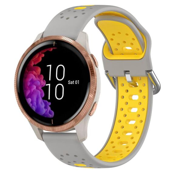 Per Garmin Venu Cinturino in silicone bicolore traspirante da 20 mm (grigio + giallo)