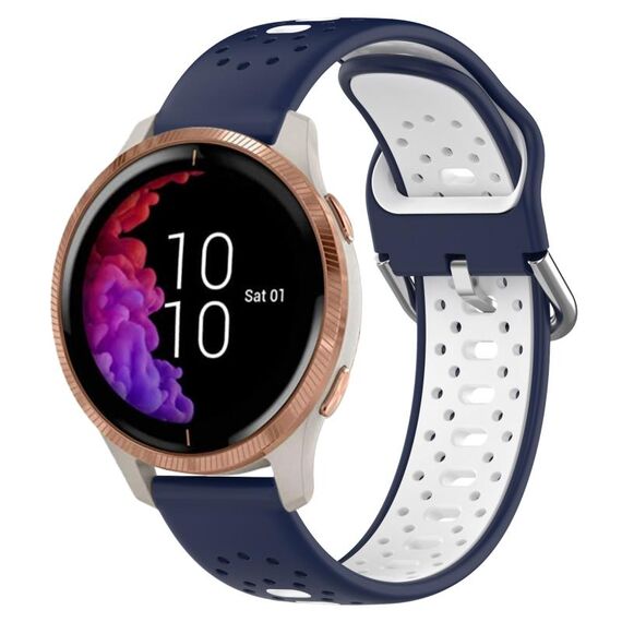 Per Garmin Venu Cinturino in silicone bicolore traspirante da 20 mm (blu notte + bianco)