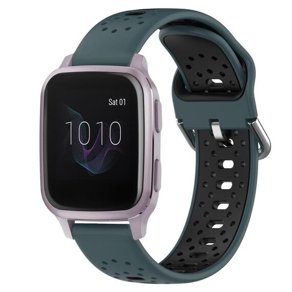 Per Garmin Venu SQ Cinturino in silicone bicolore traspirante da 20 mm (verde oliva + nero)