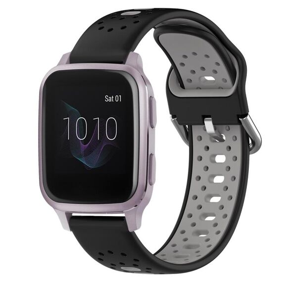 Per Garmin Venu SQ Cinturino in silicone bicolore traspirante da 20 mm (nero + grigio)