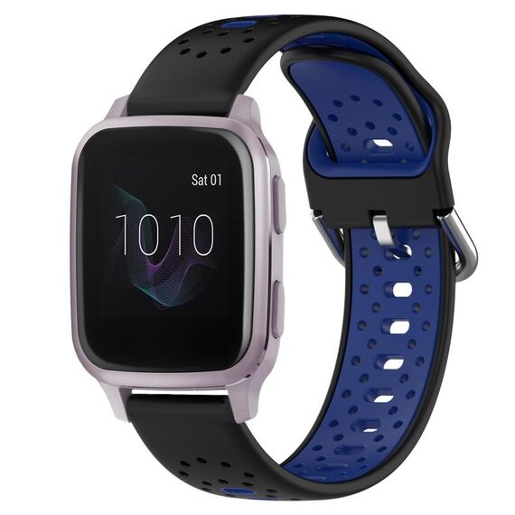 Per cinturino in silicone bicolore traspirante da 20 mm Garmin Venu SQ (nero + blu)