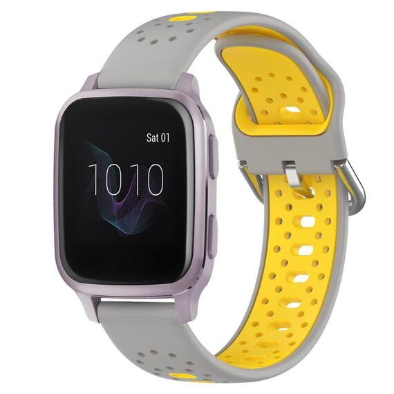 Per Garmin Venu SQ Cinturino in silicone bicolore traspirante da 20 mm (grigio + giallo)