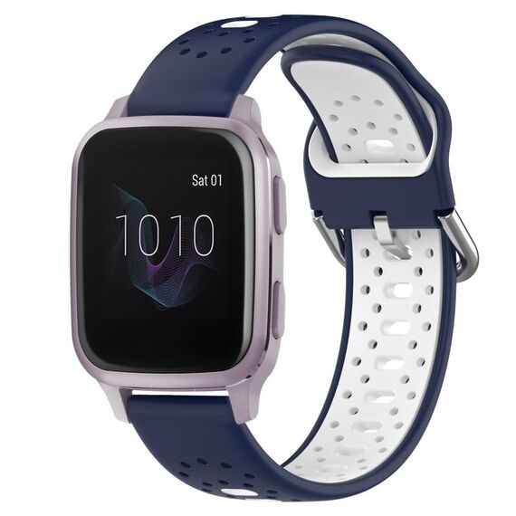Per Garmin Venu SQ Cinturino in silicone bicolore traspirante da 20 mm (blu notte + bianco)