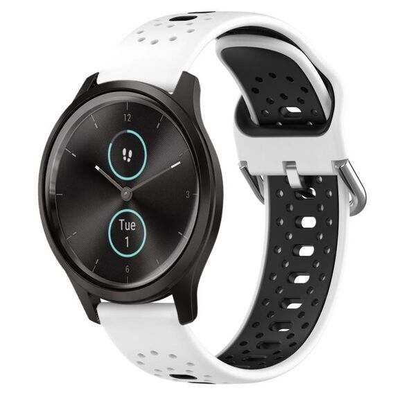 Per Garmin VivoMove Style Cinturino in silicone bicolore traspirante da 20 mm (bianco + nero)