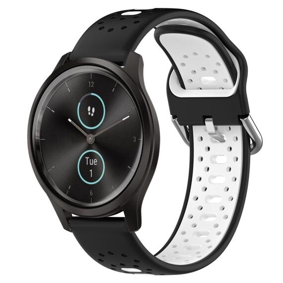 Per Garmin VivoMove Style Cinturino in silicone bicolore traspirante da 20 mm (nero + bianco)