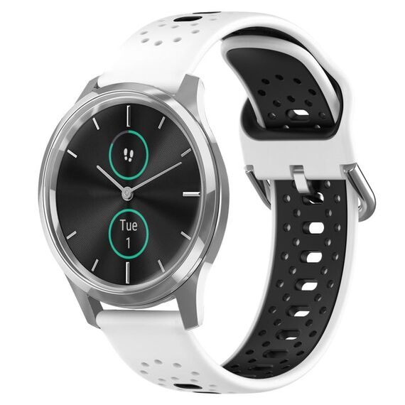 Per Garmin VivoMove Luxe Cinturino in silicone bicolore traspirante da 20 mm (bianco + nero)