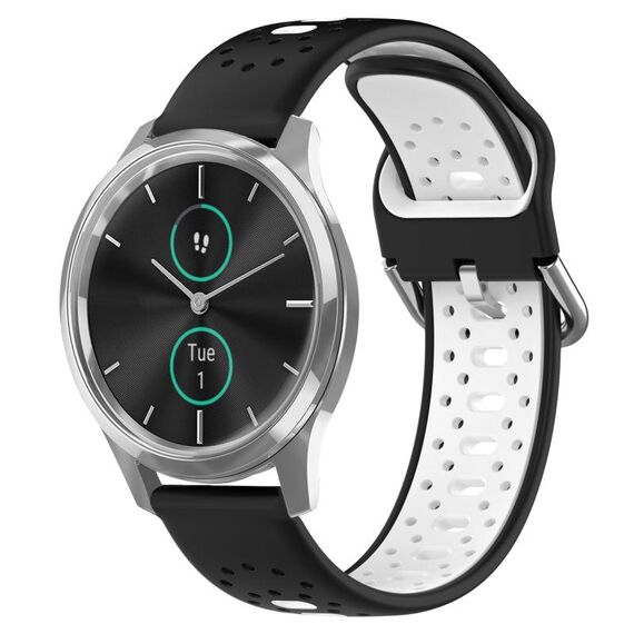 Per Garmin VivoMove Luxe Cinturino in silicone bicolore traspirante da 20 mm (nero + bianco)