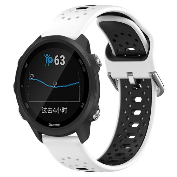Per Garmin Forerunner 245 Cinturino in silicone bicolore traspirante da 20 mm (bianco + nero)