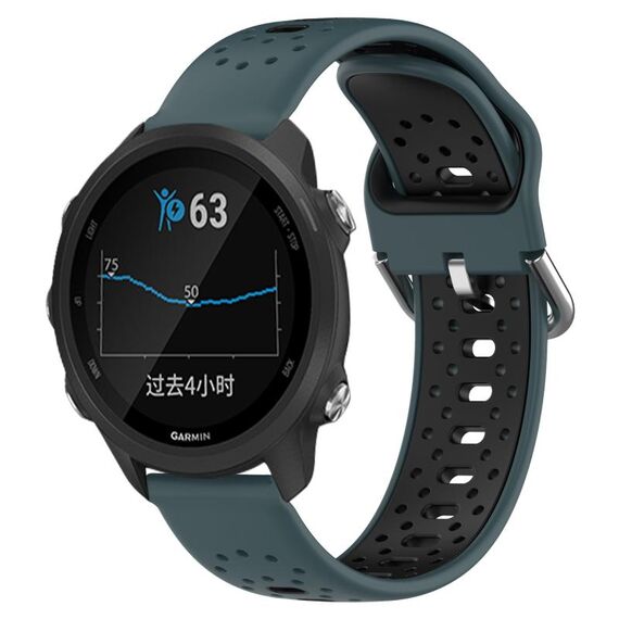Per Garmin Forerunner 245 Cinturino in silicone bicolore traspirante da 20 mm (verde oliva + nero)