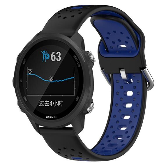 Per Garmin Forerunner 245 Cinturino in silicone bicolore traspirante da 20 mm (nero + blu)