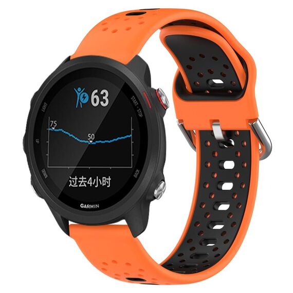 Per Garmin Forerunner 245 Music Cinturino in silicone bicolore traspirante da 20 mm (arancione + nero)