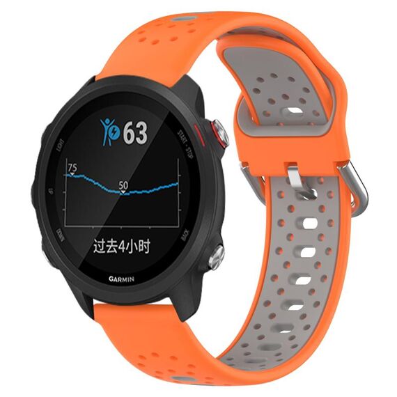 Per Garmin Forerunner 245 Music Cinturino in silicone bicolore traspirante da 20 mm (arancione + grigio)