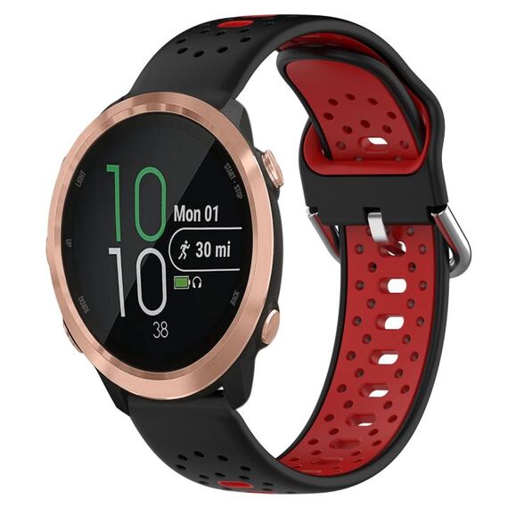 Per Garmin Forerunner 645 Cinturino in silicone bicolore traspirante da 20 mm (nero + rosso)
