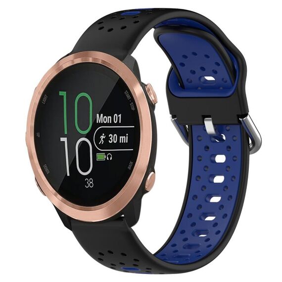 Per Garmin Forerunner 645 Cinturino in silicone bicolore traspirante da 20 mm (nero + blu)