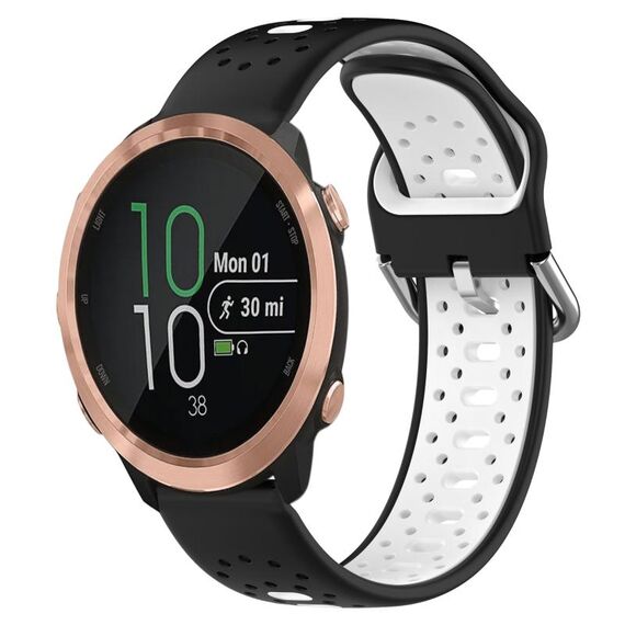 Per Garmin Forerunner 645 Music Cinturino in silicone bicolore traspirante da 20 mm (nero + bianco)