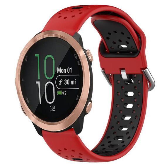 Per Garmin Forerunner 645 Music Cinturino in silicone bicolore traspirante da 20 mm (rosso + nero)