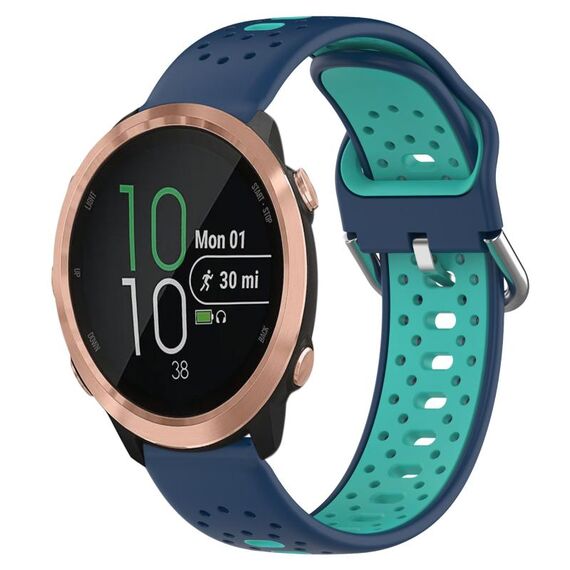 Per Garmin Forerunner 645 Music Cinturino in silicone bicolore traspirante da 20 mm (blu + verde acqua)
