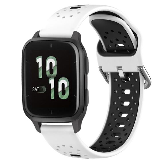 Per Garmin Forerunner Sq2 Cinturino in silicone bicolore traspirante da 20 mm (bianco + nero)