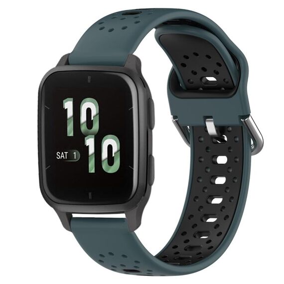 Per Garmin Forerunner Sq2 Cinturino in silicone bicolore traspirante da 20 mm (verde oliva + nero)