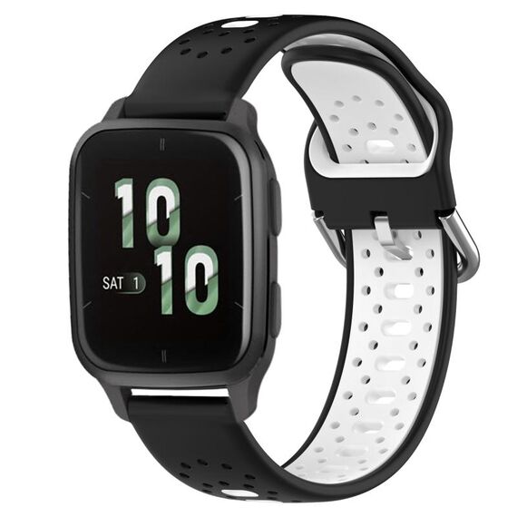 Per Garmin Forerunner Sq2 Cinturino in silicone bicolore traspirante da 20 mm (nero + bianco)