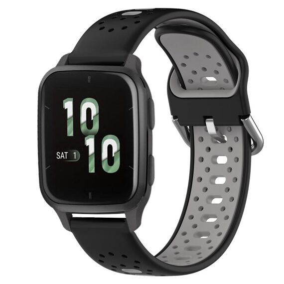 Per Garmin Forerunner Sq2 Cinturino in silicone bicolore traspirante da 20 mm (nero + grigio)