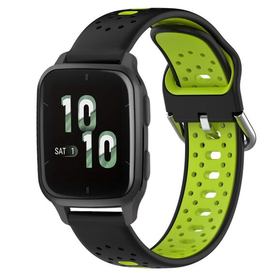 Per Garmin Forerunner Sq2 Cinturino in silicone bicolore traspirante da 20 mm (nero + verde lime)