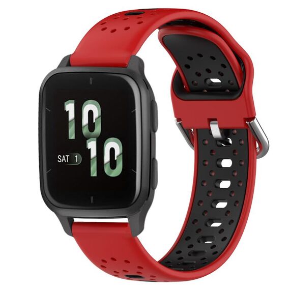 Per Garmin Forerunner Sq2 Cinturino in silicone bicolore traspirante da 20 mm (rosso + nero)