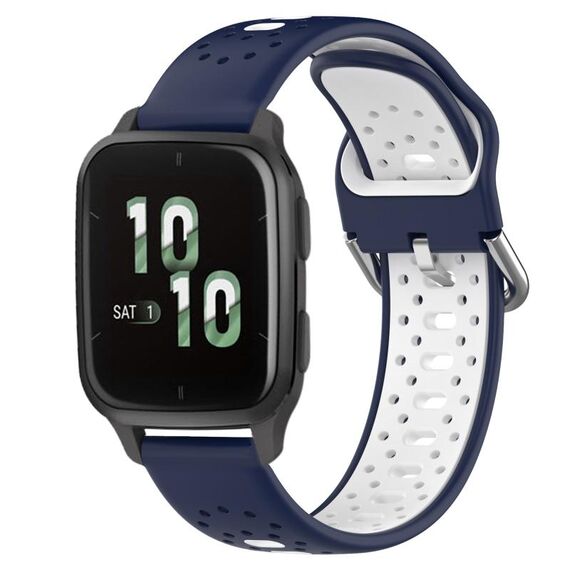 Per Garmin Forerunner Sq2 Cinturino in silicone bicolore traspirante da 20 mm (blu notte + bianco)