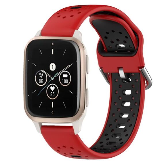 Per Garmin Forerunner Sq2 Music Cinturino in silicone bicolore traspirante da 20 mm (rosso + nero)