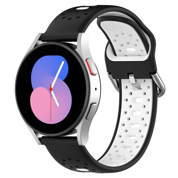 Per Honor Magic Watch2 42mm 20mm Cinturino in silicone bicolore traspirante (nero + bianco)