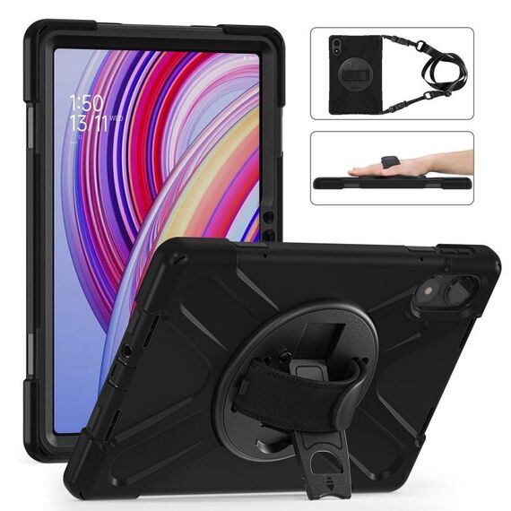 Per Xiaomi Redmi Pad Pro 12.1 Custodia girevole in silicone per tablet PC ibrido con tracolla (nero)