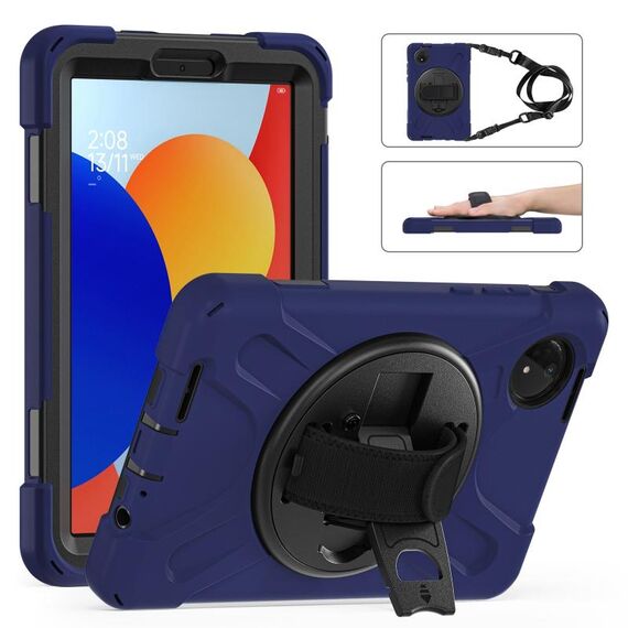 Per Xiaomi Redmi Pad SE 8.7 Custodia girevole in silicone per tablet PC ibrido con tracolla (blu navy)